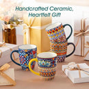 vancasso 16 oz Coffee Mugs Set of 6, Large Ceramic Mug with Handle, Boho Coffee Cups for Latte, Cappuccino & Hot Chocolate, Dishwasher & Microwave Safe Gift Set, Series SIMI by CozyNest Decor