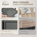 Empune Plastic Cutting Board Set, Recycled Plastic Cutting Boards for Kitchen (Set of 3), Dishwasher Safe Large Chopping Board with Holder, Non-slip Feet and Juice Grooves, Nonporous, Grey by CozyNest Decor