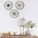 Paquesta 3 Piece Round Farmhouse Wall Decor with 6 Piece Interchangeable Flowers 12'' Medallion Wood & Metal Rustic Wall Art for Living Room Bedroom Kitchen Bathroom Dining Room Home Decorations by CozyNest Decor