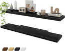 Fun Memories 55 Inch Floating Shelves for Wall 2 Pack Shelves for Bedroom|Kitchen|Bathroom 55 x 9.3 Inch Wood Floating Shelf with Invisible Brackets for Books|Storage|Decor, Black by CozyNest Decor