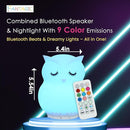 Combined Bluetooth Speaker & Nightlight With 9 Color Emissions, Child Friendly Silicone & BPA Free, USB Recharging, Receives Audio From Computer, Phone Or Tablet, and includes Remote Control (Owl) by TinyTreasures Baby Boutique