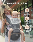 Baby Carrier Pro, MOMTORY Safety-Certified 6-in-1 Ultra Storage Baby Carrier Newborn to Toddler, Detachable Baby Holder Carrier with Hip Seat, Ergonomic Cozy Baby Front and Back Carrier for 7-50lbs by TinyTreasures Baby Boutique