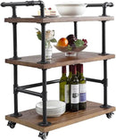 Industrial Pipe Bar Carts/Serving Carts/Kitchen Carts/Wine Rack Carts on Wheels with Shelves - Wood Rolling Carts - Wine Tea Liquor Shelves/Holder - Home Furniture by CozyNest Decor