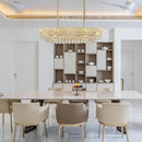 Rectangular Crystal Chandeliers for Dining Room,10 Lights Adjustable Height Oval Crystal Ceiling Light Fixture for Kitchen Island, Gold Finish, L36'' by CozyNest Decor