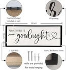 flowtorely Always Kiss Me Goodnight Wall Sign For Master Bedroom Above Bed Wall Decor 40''×15'' Large Rustic Solid Wood Frame For Farmhouse Couples Above bed Wall Art Decoration (Black) by CozyNest Decor