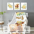 Personalized Baby Crib Bedding Set, 5-Piece Highland Cow Design Baby Crib Sets with Custom Name, Toddler Double Layer Blanket Fitted Sheets Changing Pad Cover Rug Wall Art Set, Charming Nursery Decor by TinyTreasures Baby Boutique