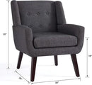 HUIMO Accent Chair Living Room Chair, Upholstered Button Tufted Armchair, Linen Fabric Sofa Chairs for Bedroom, Living Room, Mid Century Modern Comfy Reading Chair (Grey) by CozyNest Decor