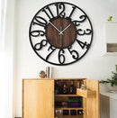 LEIKE 32" Oversized Large Wall Clocks,Silent,Non Ticking,Battery Operated Modern Round Big Wood Decorative Metal Wall Clock for Living Room, Bedroom,Kitchen,Farmhouse,Office Decor - Black,32 Inch by CozyNest Decor