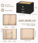 Black Jewelry Box Organizer: Home Decor for Women - 2-Drawer Holder for Valentine’s Day Birthday Christmas Black Gold by TinyTreasures Baby Boutique