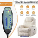 AHMED Power Recliner Chair with Vibration Massage & Heat for Adults, Faux Leather Home Theater Seating with Cup Holders/LED Lights/USB Ports/Side Pockets for Living Room, Beige by CozyNest Decor