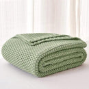 Chunky Cable Knit Throw Blanket Lightweight Light Green 100% Organic Cotton Blanket for Sofa Couch Bed Baby Nursery, Rustic Shabby Chic Modern Farmhouse, 60” x 80” Bonus Laundering Bag by CozyNest Decor