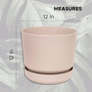 Elly Décor 12 inch Plastic Cylinder Planter Pot with Self-Watering Saucer and Drainage Hole,Lightweight & Extremely Durable, 12"x 12", Ivory by CozyNest Decor