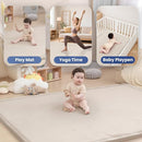 Baby Play Mat for Floor,1.3" Thick Memory foam Tummy Time Mat,Soft Coral Velvet Nursery Rug,Extra Large Non Slip for Crawling,Toddlers,Infants,kids,Tatami Style for Living Room(Beige) by TinyTreasures Baby Boutique