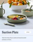 Lalo Suction Plates - 2 Pack, 100% Silicone Non-Toxic BPA-Free Baby Plates with Suction Base To Prevent Accidental Tip-Overs - Suction Plates for Toddlers With Three Divided Sections - Sage by TinyTreasures Baby Boutique