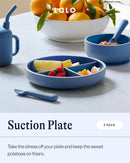 Lalo Suction Plates - 2 Pack, 100% Silicone Non-Toxic BPA-Free Baby Plates with Suction Base To Prevent Accidental Tip-Overs - Suction Plates for Toddlers With Three Divided Sections - Blueberry by TinyTreasures Baby Boutique
