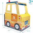 Construction Truck Wooden Playset w 60+ Toy Pieces- Pretend Hammer Saw Bolts & Screws- Spinning Turn Saw, Steering Wheel, Wood to Pull Apart- Dual Sided Play Stand Center, Workbench Building Kids Gift by TinyTreasures Baby Boutique