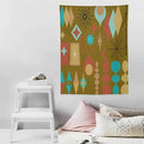 ICMOLYYENLO Boho Medieval Cat Tapestry, Abstract Atomic Starburst Geometric Aesthetic Art Wall Hanging For Bedroom Living Room Dormitory 60x60 Inches by CozyNest Decor