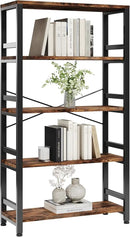 IRONCK Bookshelves and Bookcases, 31.5in Wide Shelf 5-Tier Ladder Shelf 110lbs/shelf Vintage Industrial Style Bookcase for Bedroom Living Room Home, Vintage Brown by CozyNest Decor