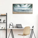 Framed Tropical Beach Wall Art - Ocean Waves Canvas Pictures Coastal Blue Sky and Sea Print Seaside Palm Tree Leaves Scene Painting Artwork Living Room Bedroom Office Home Decor 20" x 40" by CozyNest Decor