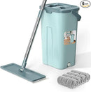Aifacay Mop and Bucket with Wringer Set, Flat Wall Mop and Bucket Set with 4 Reusable Microfiber Pads, Hand Wash Free Floor Cleaning System Wet and Dry Use for Hardwood Tile Window Corner Baseboard by CozyNest Decor
