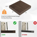 Square Floating Shelves for Wall, 12" W x 12" D x 1.2" H, Small Wooden Wall Mounted Display Shelves with Invisible Brackets for Living Room, Bedroom, Bathroom, Kitchen Decor, Set of 3, Walnut by CozyNest Decor