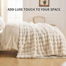 Cozy Faux Fur Throw Blanket for Bed-Warm Fuzzy Throw Blanket, Soft Plush Thick Bubble Blankets for Bedroom and Living Room, Furry Luxury Blanket, 90 x 108, Cream by CozyNest Decor