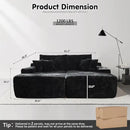 ovios 81" Oversized Sectional Double Lounge Chaise with Cloud Plush Sofa Bed, No Assembly Required, Fluffy Modern Sleeper Loveseat Chair for Indoor Living Room Bedroom Reading, Black (Plush Fabric) by CozyNest Decor
