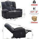 Oversized Power Recliner Chair 350lb with Hidable Cup Holders, Extra Wide Large Big Electric Recliner Chair with Lumbar Support Pillow Nursery Chair Living Room (Power, GREY-6001) by CozyNest Decor