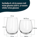 Libbey Stemless 12-Piece Wine Glass Party Set for Red and White Wines by CozyNest Decor