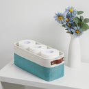 DULLEMELO Small Bathroom Closet Storage Baskets Canvas Fabric Storage Bins for Toilet 2 Pack Collapsible Home Organizer With Handles (White&Teal) by TinyTreasures Baby Boutique