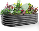 Land Guard Galvanized Metal Raised Garden Bed Kit, 8x4x1.5ft Large Planter Boxes Outdoor, Oval Gardening Box, Patio Garden Planter Box for Vegetables (Grey) by GreenHaven Gardens