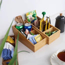 HTB 4-Section Snack Organizer with Removable Dividers for Kitchen, Cabinet, Office, Countertop, 2 Pack Bamboo Pantry Storage Organization for Spice Packets, Seasoning Pouches, Coffee Pods by CozyNest Decor