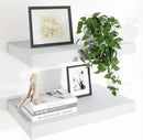 Heimlove 24 x 12 Inch Deep Floating Shelves Wall Mounted with Invisible Brackets,Storage Hanging Shelf for Wall Decor in Bathroom, Bedroom, Toilet, Kitchen, Living Room, Office Set of 2 (White) by CozyNest Decor