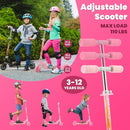 Scooter for Kids Ages 3+, Teens, Foldable Kick Scooter with Light up Wheels, Kickstand, 3 Adjustable Levels, Rear Brake, Lightweight Boys Girls Outdoor Toys for Kids 8-12, Pink by TinyTreasures Baby Boutique