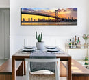 Philadelphia Skyline Wall Art Cityscape Living Room Decor Panorama Pictures City Building House Poster Canvas Print Bridge Sunset Scenery Office Bedroom Decorations Framed 13.8"x45.3" by CozyNest Decor