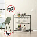 Glass Black Bar Carts for Home with Hanging Wine Rack - Home Bar Serving Cart with 3 Mirrored Shelves, Kitchen Bar Carts, Wine Cart for Entertaining, Club Party. by CozyNest Decor