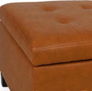Adeco 17.5" Faux Leather Storage Ottoman with Hinged Lid, 14 Inch High Square Cube Foot Stool with Storage, Upholstered Vanity Stool with Solid Wood Legs for Living Room, Bedroom, Dorm (Warm Orange) by CozyNest Decor