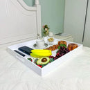 White Rectangular 18x20 Inches Acrylic Ottoman Tray Decorative Serving Tray with Cutout Handles Organizer Tray on Coffee Table Countertop Big Breakfast Bed Tray Living Room Appetizer Serving Food by CozyNest Decor