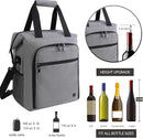 ALLCAMP 6 Bottle Wine Gift Bag - Insulated Tote Cooler, Adjustable Strap, Includes 6 Wine Glasses, Napkins & Corkscrew, Portable Travel Gifting(Gray) by TinyTreasures Baby Boutique