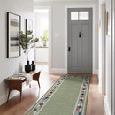 Beverly Rug Outdoor Runner Rug 2x7 Modern Floral Bordered Area Rugs for Indoor and Outdoor Patio Easy to Clean Non Shedding Living Room Porch Garden Washable Outside Carpet (2 x 7 Green) by CozyNest Decor