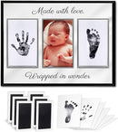 Baby Hand and Footprint Kit with Photo & Birth Details, Inkless Hand and Footprint Kit, Newborn Keepsake Plaque, Baby Shower Gifts (STYLE 2 (Baby Shower) (Made With Love)) by TinyTreasures Baby Boutique