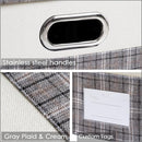 PRANDOM Collapsible Storage Bin with Lid [3-Pack] Fabric Foldable Storage Box Organizer Container Basket Cube with Cover for Home Bedroom Closet Office Nursery Gray plaid & Cream(14.9x9.8x9.8) by TinyTreasures Baby Boutique