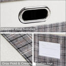 PRANDOM Large Collapsible Storage Bins with Lids [3-Pack] Fabric Foldable Storage Boxes Organizer Containers Baskets Cube with Cover for Home Bedroom Closet Office Gray plaid & Cream(17.7x11.8x11.8) by CozyNest Decor
