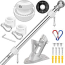 ZMTECH Flag Pole with Solar Light - Adjustable Bracket, 6 FT Stainless Steel Flag Poles for Outside House, Garden or Yard, Tangle Free Flagpole Kit for American Flag (Without Flag, Silver) by GreenHaven Gardens