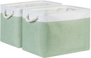 Bidtakay Baskets Fabric Closet Organizer Set of 2 Green Collapsible Storage Bins with Handles 16x12x12 in Large Decorative Tall Baskets for Shelves Nursery Baby Toys Storage Living Room Decor by TinyTreasures Baby Boutique