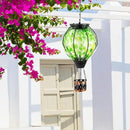 Solar Hot Air Balloon Lantern with Flame Flickering,Glass Hot Air Balloon Solar Lantern Outdoor Waterproof Hanging Outdoor Light for Patio Yard Garden Decor,Mother Day Gifts for Women(Green) by GreenHaven Gardens