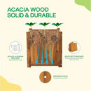 IDZO Set of 2 Acacia Wood Flower Planters for Outdoor Plants, Ergonomic Handles, Drainage Holes, Various Sizes, Ideal for Home Décor, Light Cherry by GreenHaven Gardens