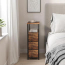 TUTOTAK Narrow Night Stand, Slim End Table, Tall Side Table with 3 Fabric Drawer, Small Bedside Table with Storage, Set of 2, for Living Room, Bedroom, Brown TB01BB072 by CozyNest Decor