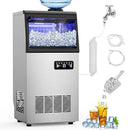 Commercial Ice Maker Machine 120 LBS/24H, 40 Ice Trays Freestanding & Undercounter Ice Machine Stainless Steel with 20 LBS Ice Storage Capacity, Ice Maker with Water Line and Filter, Dual Water Inlet by CozyNest Decor