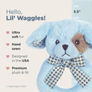 Bearington Baby Lil' Waggles, 5.5 Inch Blue Puppy Dog Plush Stuffed Animal, Soft Baby Boy Rattle - Newborn Boy Toys - Newborn Rattle by TinyTreasures Baby Boutique